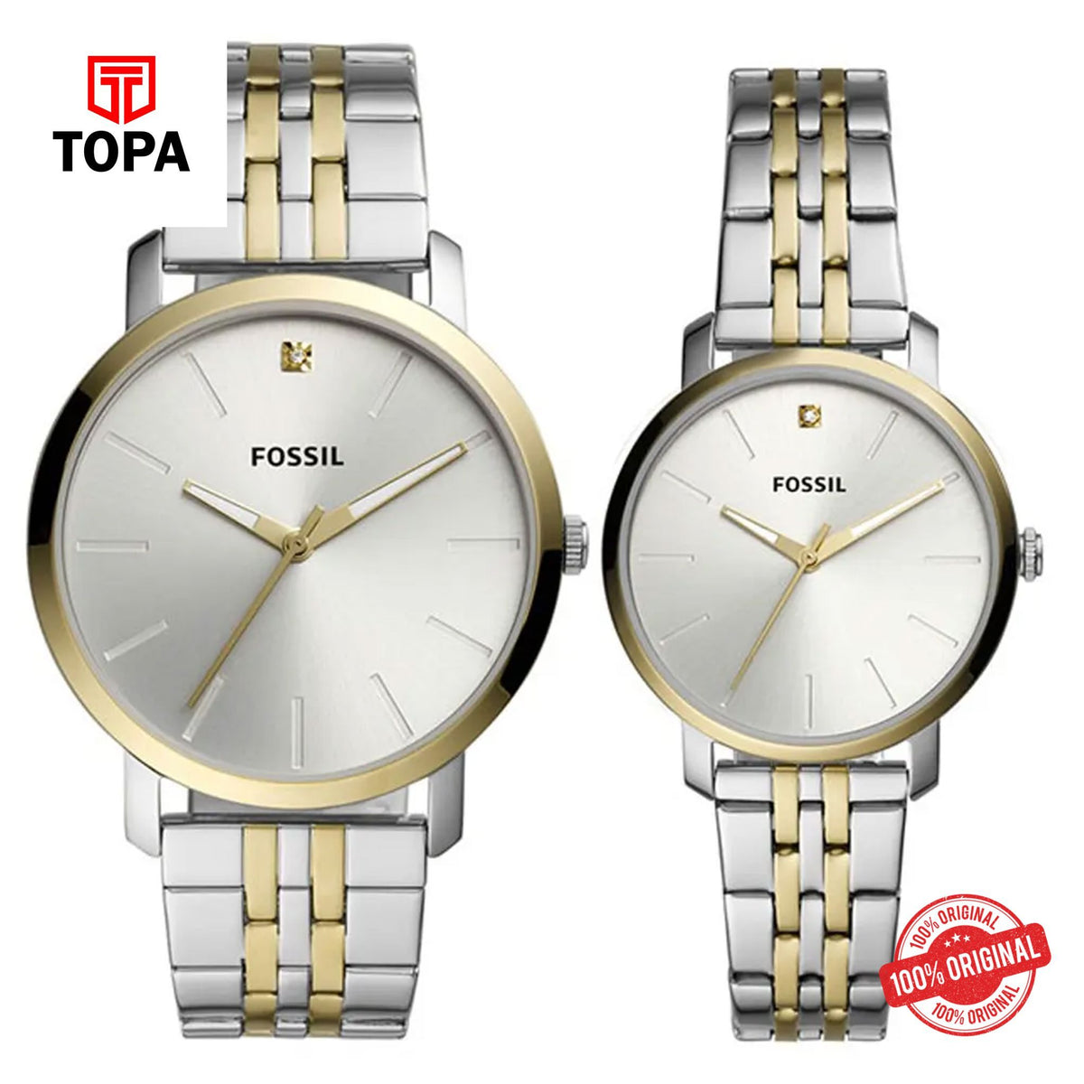Topa Fossil-BQ-2467-Metal-Band-Pair-Set-Watch - Product Image 1