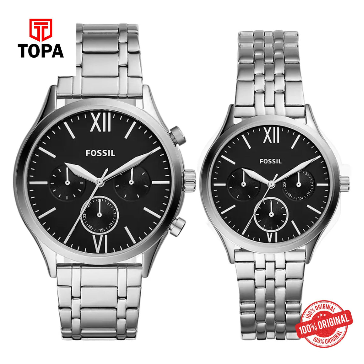 Topa Fossil-BQ-2469-Metal-Band-Pair-Set-Watch - Product Image 1