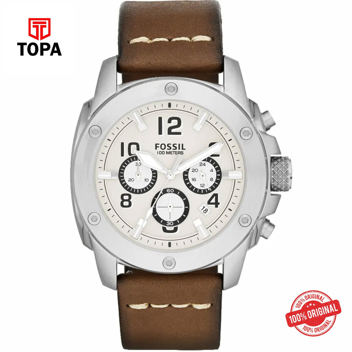 Topa Fossil-FS-4929-Modern-Machine-Leather-Band-Men-Watch - Product Image 1