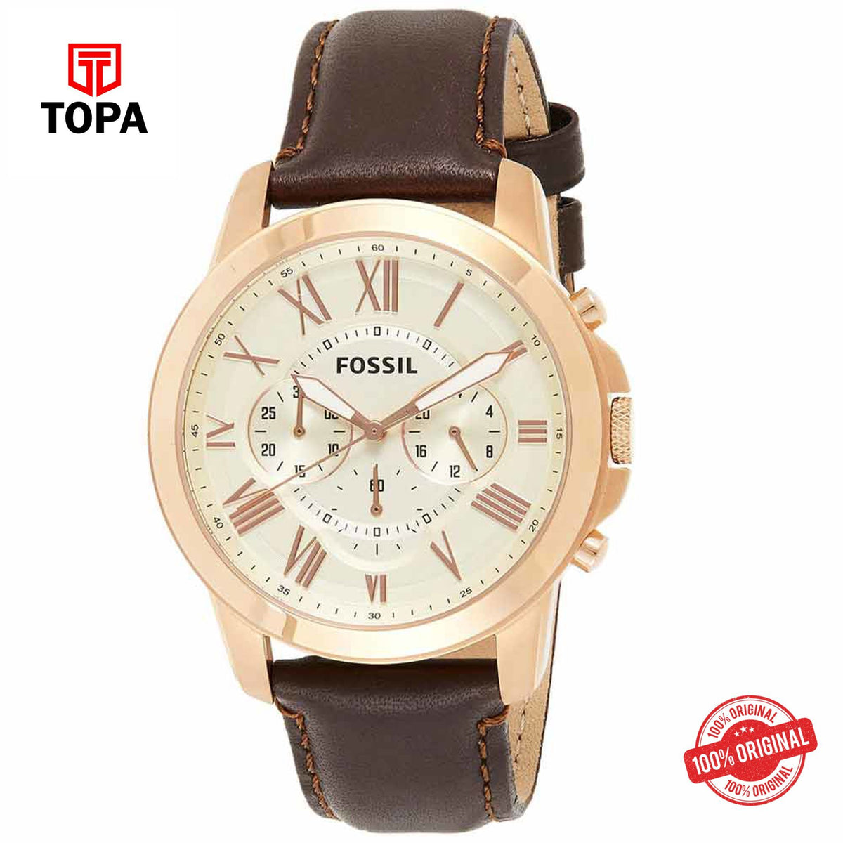 Topa Fossil-FS-4991-Chronograph-Leather-Strap-Mens-Watch - Product Image 1