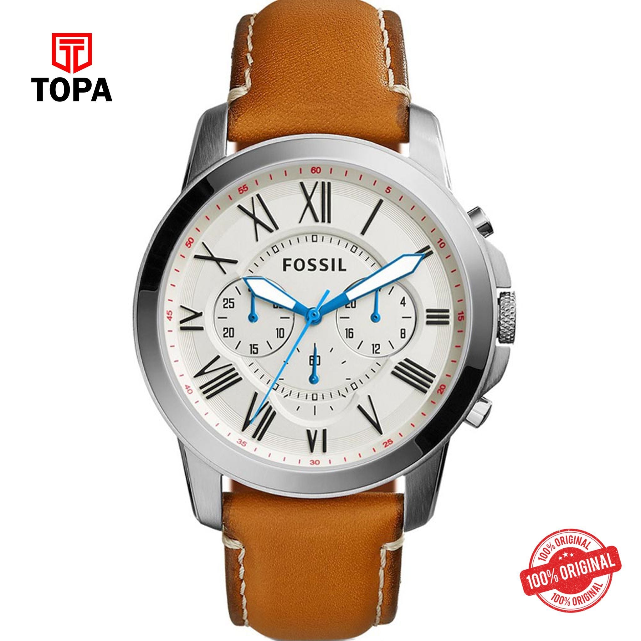 Topa Fossil-FS-5060-Grant-Leather-Strap-Mens-Watch - Product Image 1