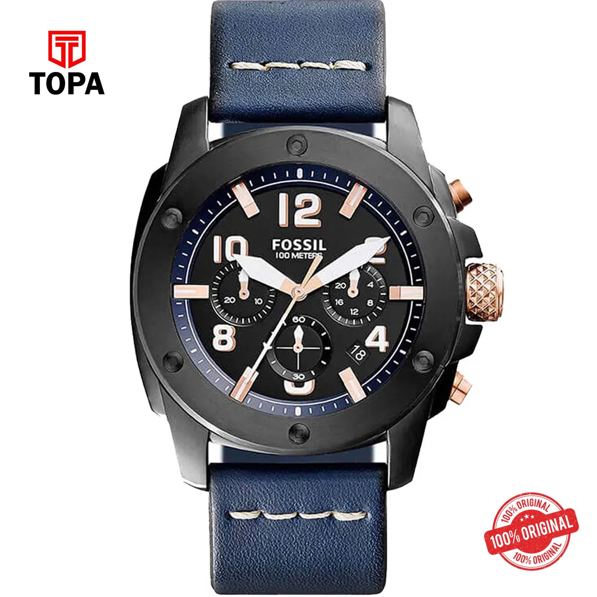 Topa Fossil-FS-5066-Modern-Machine-Leather-Band-Men-Watch - Product Image 1