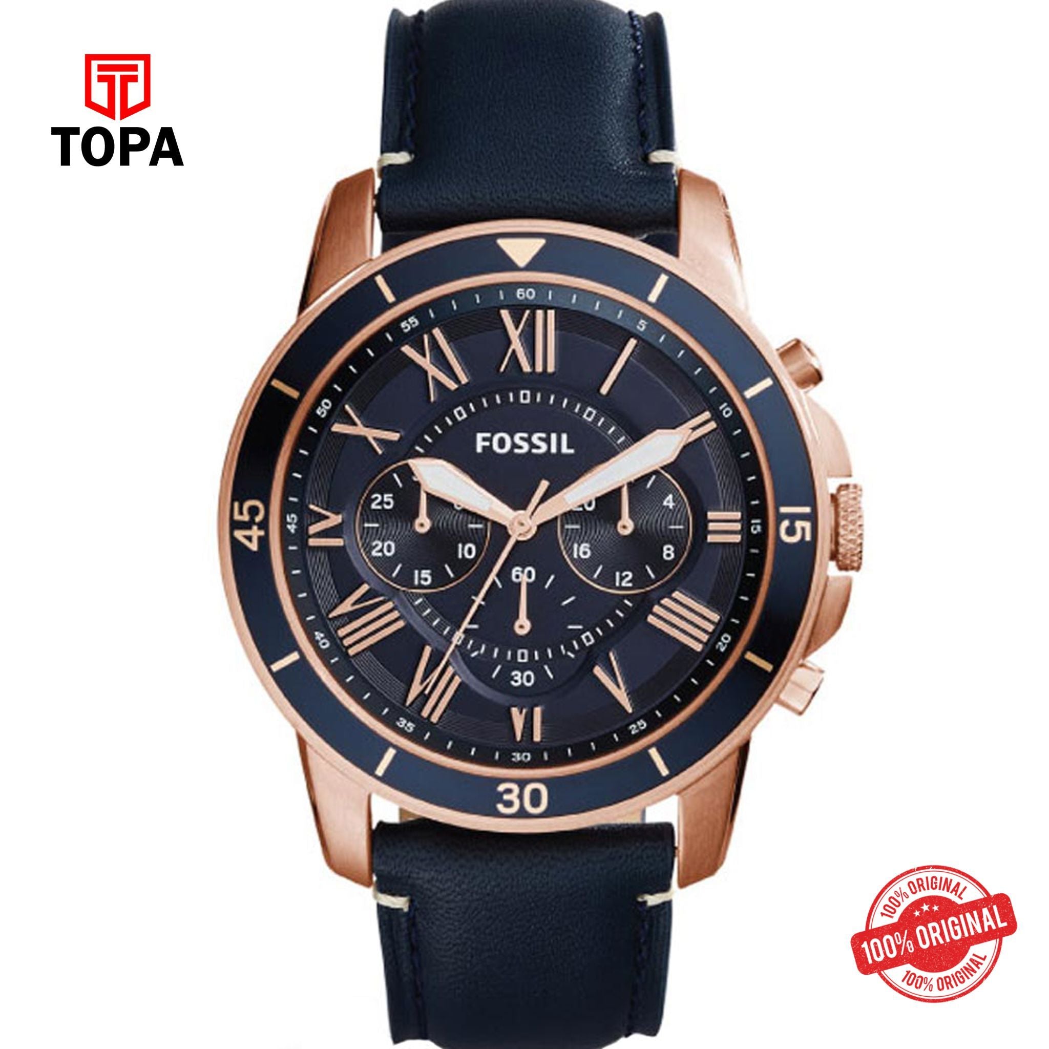 Topa Fossil-FS-5237-Grant-Leather-Strap-Mens-Watch - Product Image 1