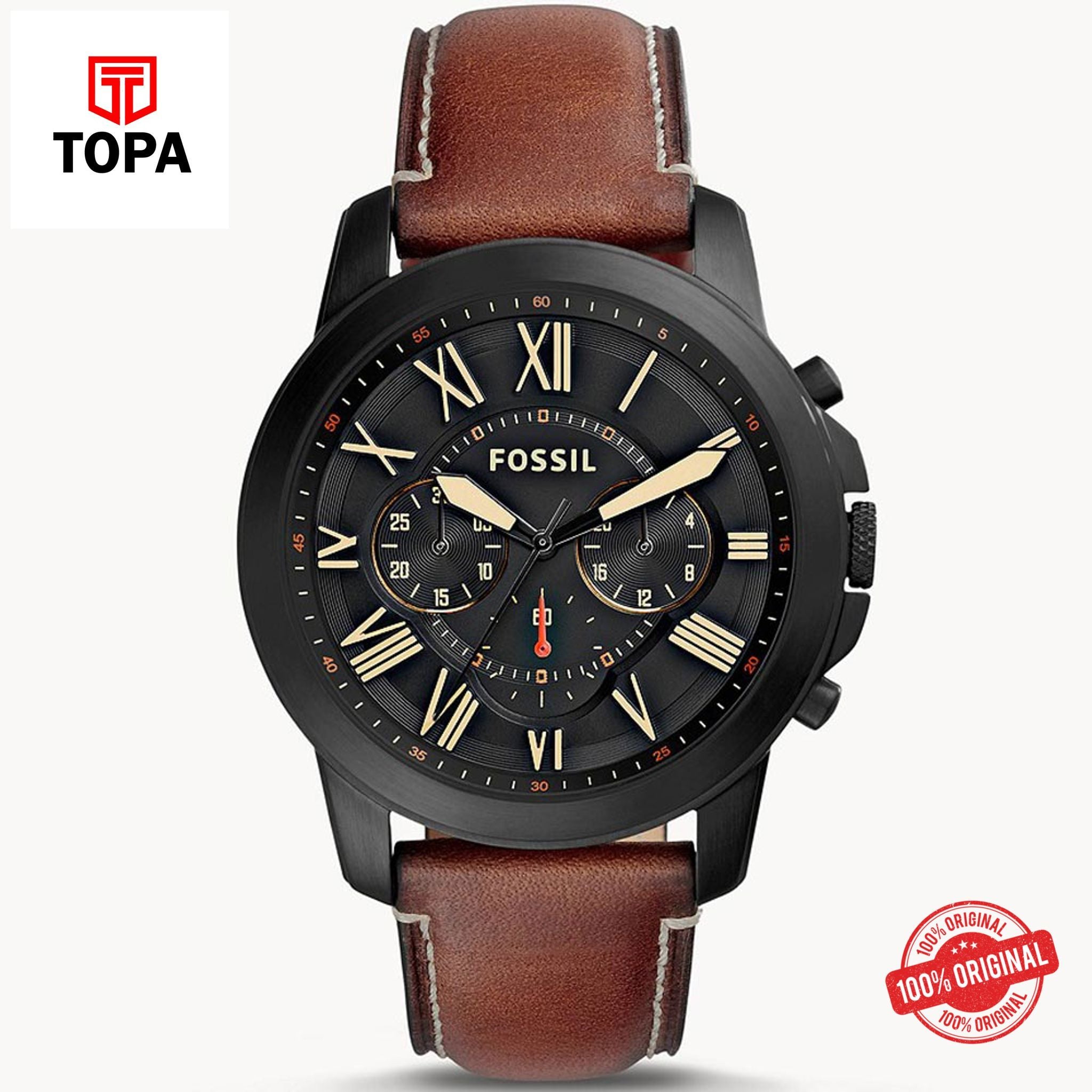 Topa Fossil-FS-5241-Grant-Luggage-Leather-Band-Men-Watch - Product Image 1