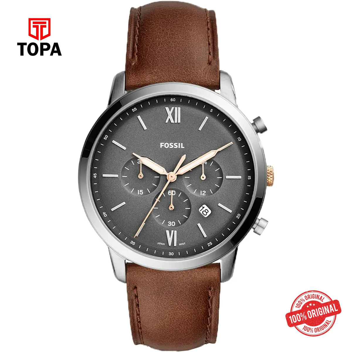 Topa Fossil-FS-5408-Leather-Band-Men-Watch - Product Image 1