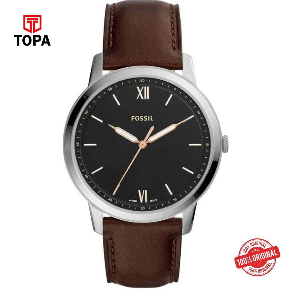 Topa Fossil-FS-5464-Minimalist-Leather-Band-Men-Watch - Product Image 1