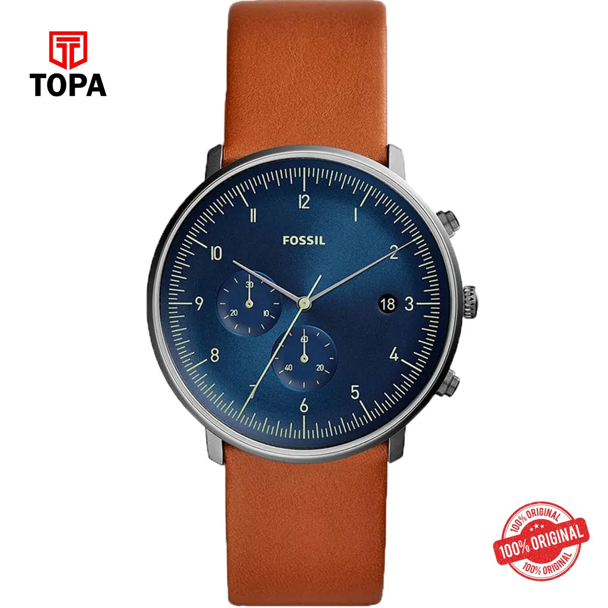 Topa Fossil-FS-5486-Chase-Timer-Leather-Strap-Mens-Watch - Product Image 1