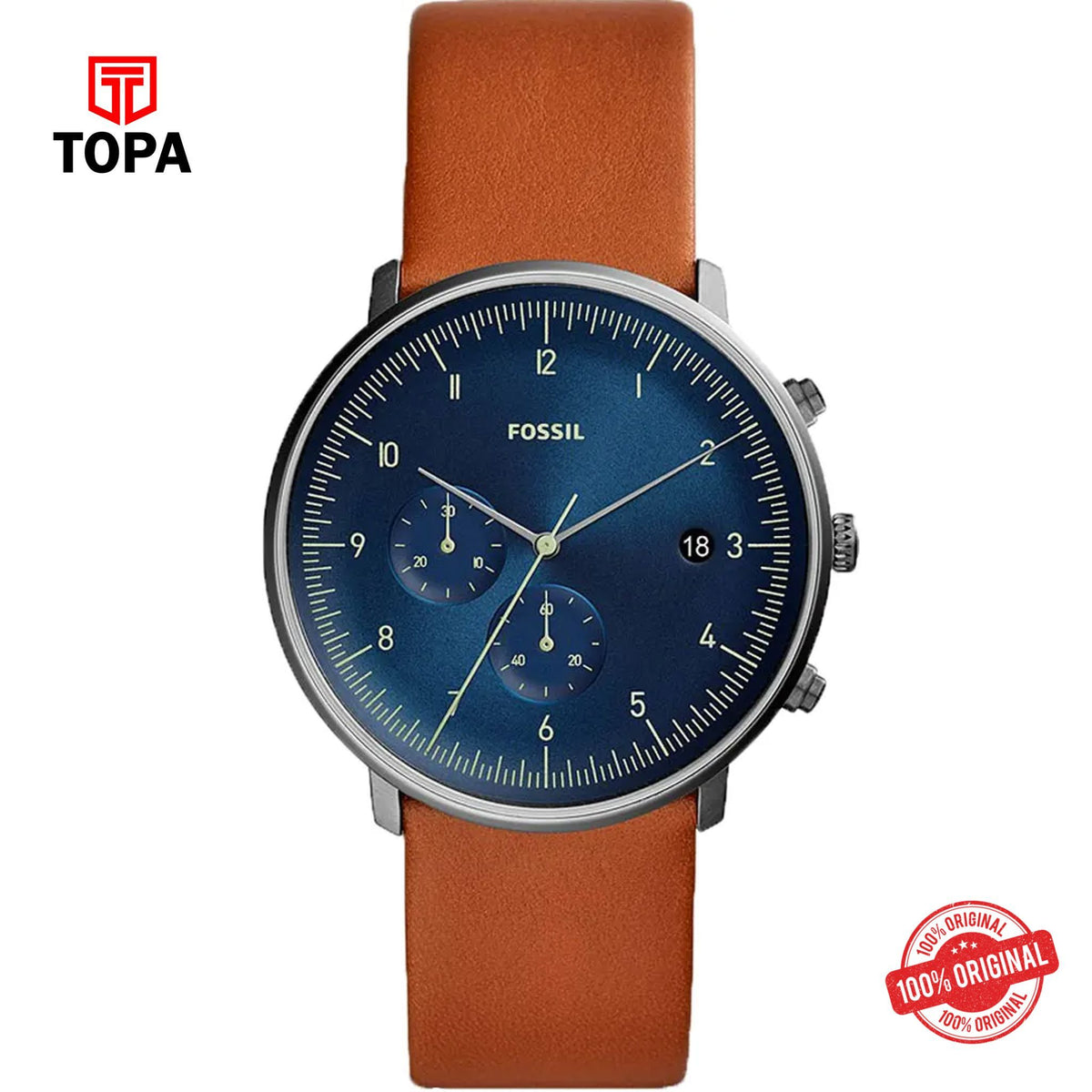 Topa Fossil-FS-5486-Chase-Timer-Leather-Strap-Mens-Watch - Product Image 1