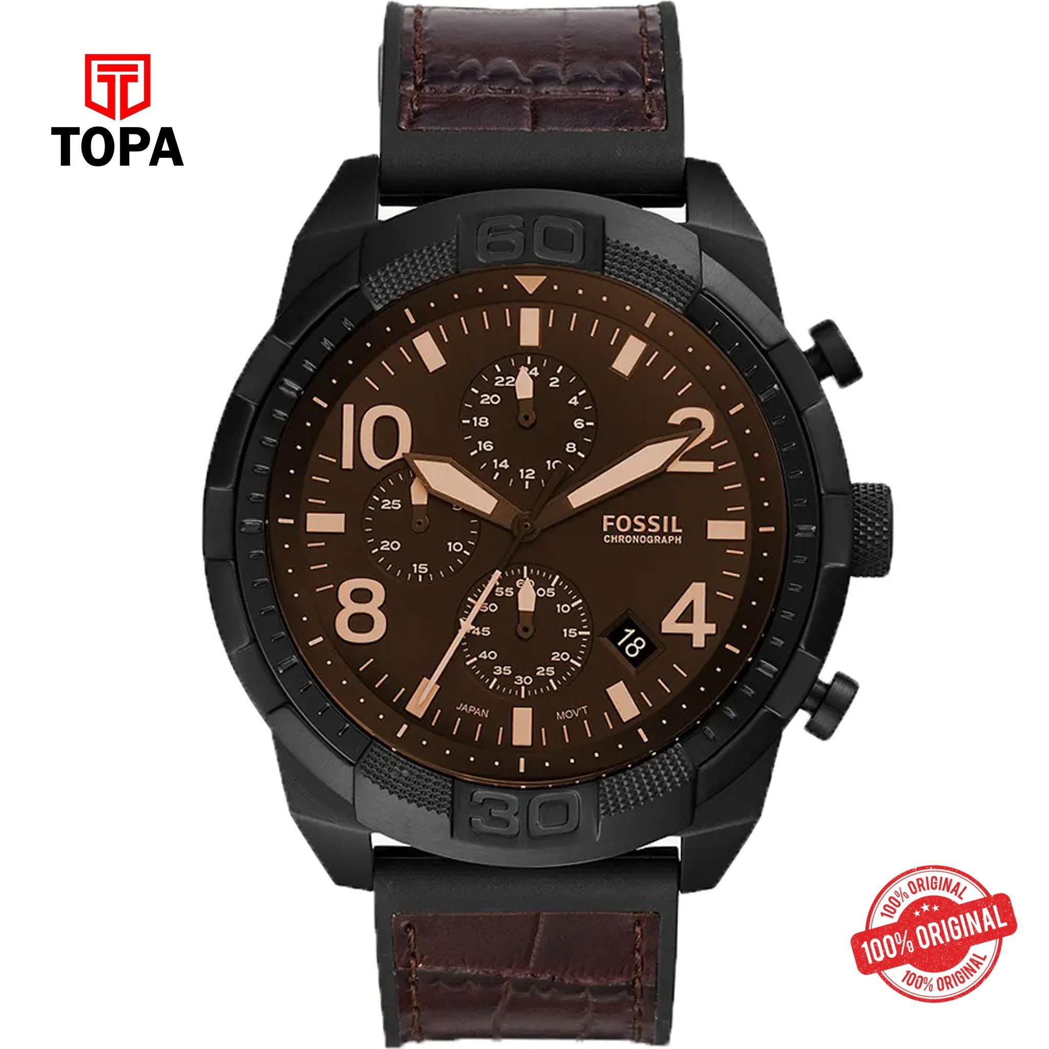 Topa Fossil-FS-5713-Chronograph-Leather-Strap-Mens-Watch - Product Image 1