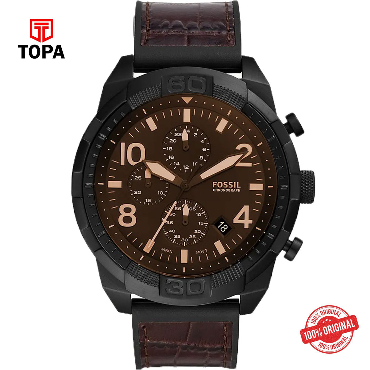 Topa Fossil-FS-5713-Chronograph-Leather-Strap-Mens-Watch - Product Image 1