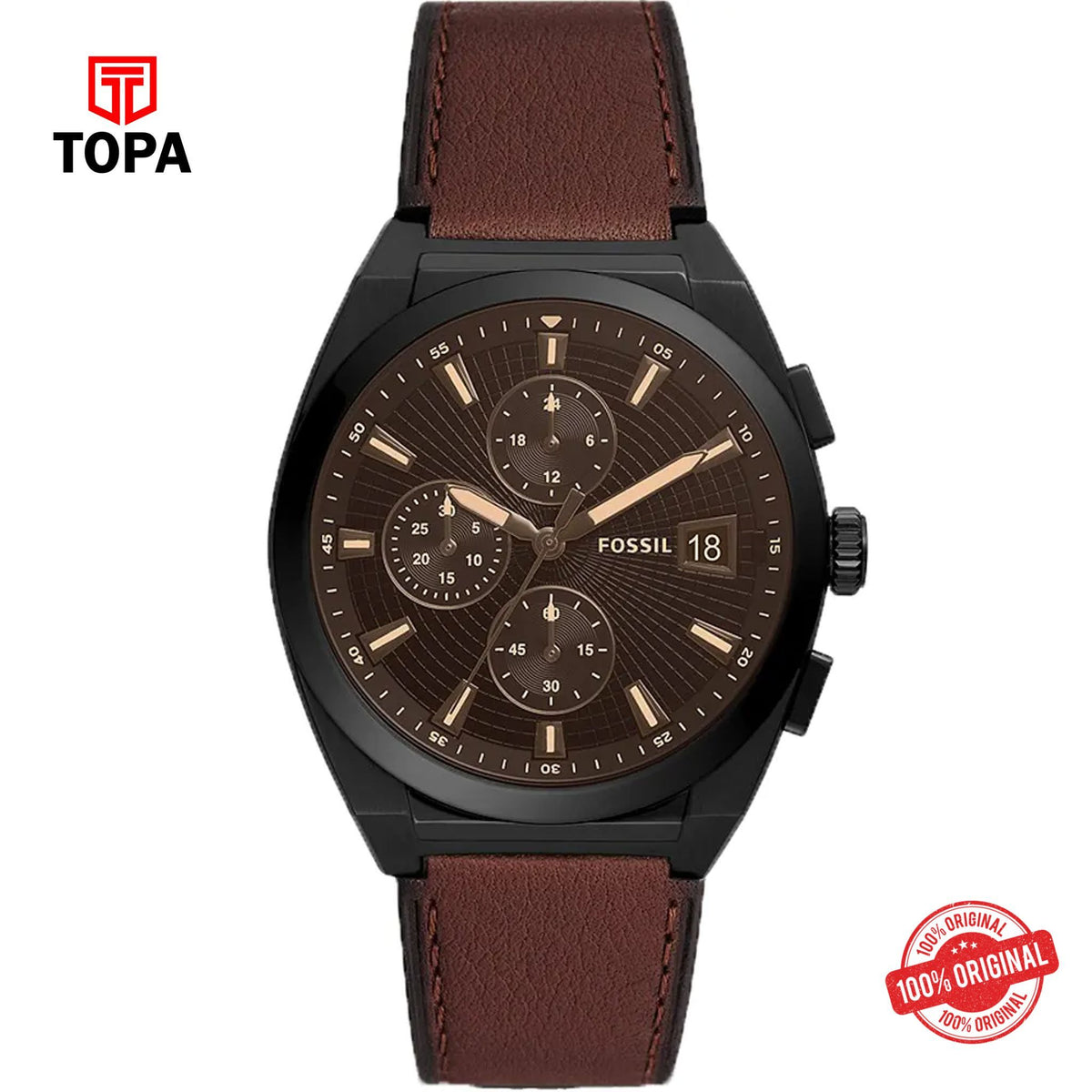 Topa Fossil-FS-5798-Everett-Leather-Band-Men-Watch - Product Image 1