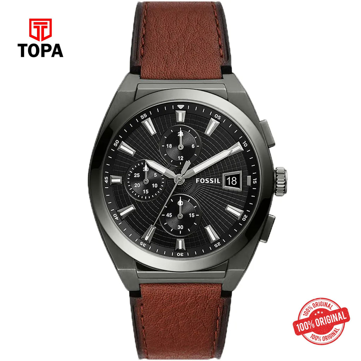Topa Fossil-FS-5799-Everett-Leather-Band-Men-Watch - Product Image 1