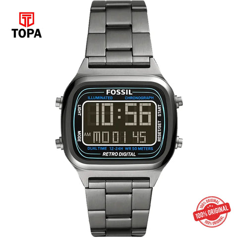 Topa Fossil-FS-5846-Retro-Digital-Metal-Band-Men-Watch - Product Image 1