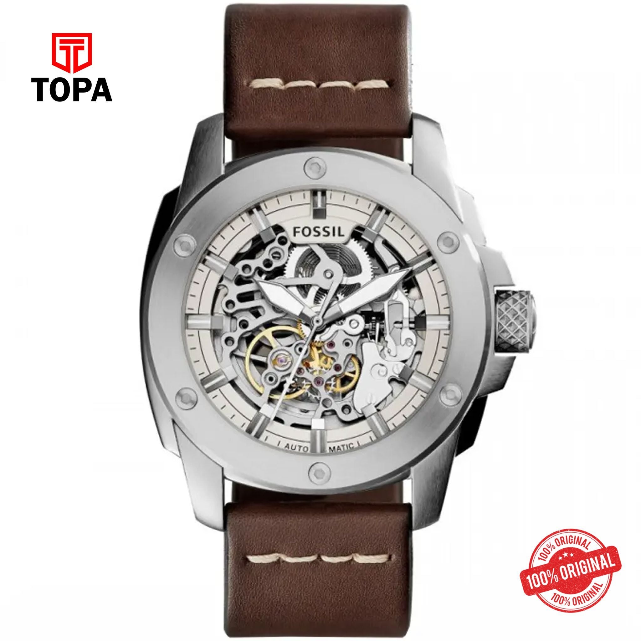 Topa Fossil-ME-3083-Leather-Band-Men-Watch - Product Image 1