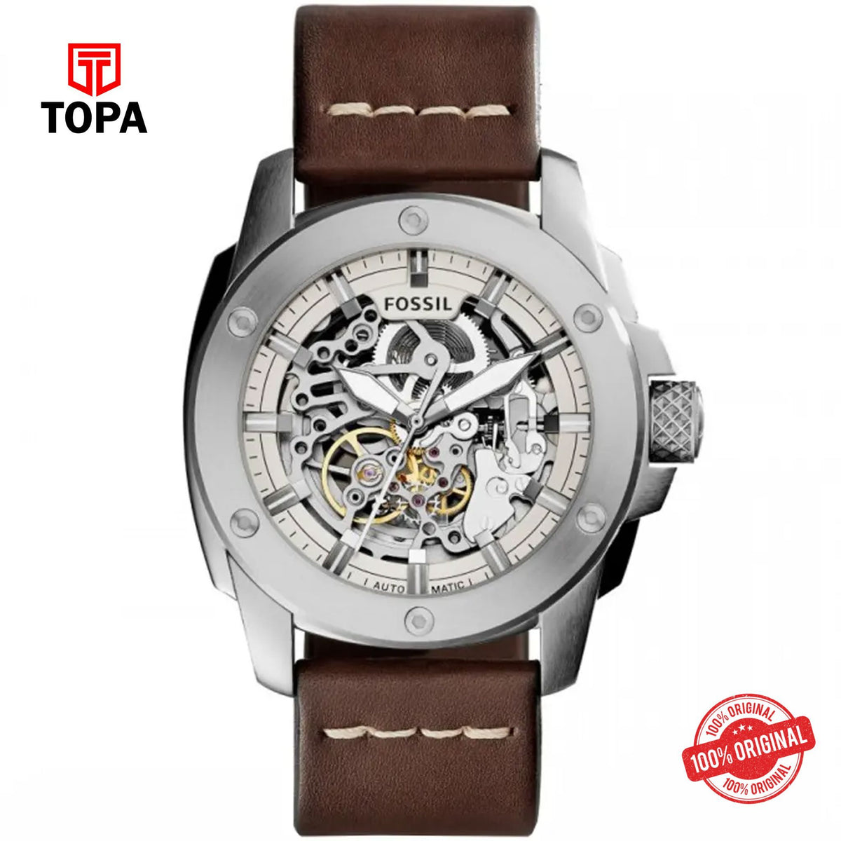 Topa Fossil-ME-3083-Leather-Band-Men-Watch - Product Image 1