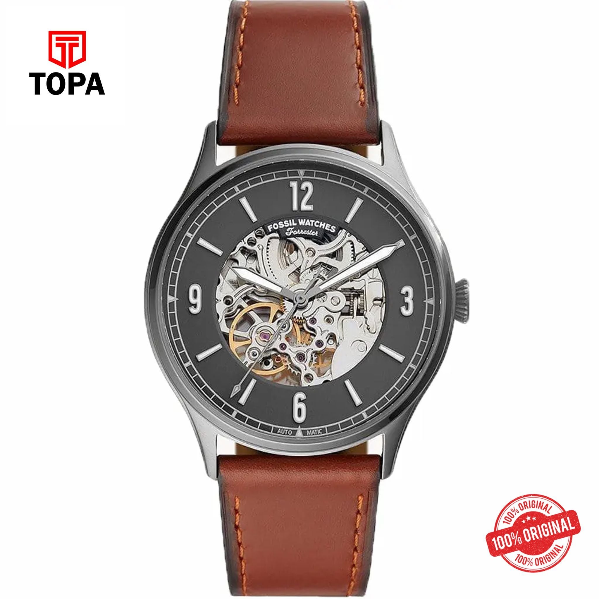 Topa Fossil-ME-3178-Forrester-Automatic-Leather-Band-Men-Watch - Product Image 1