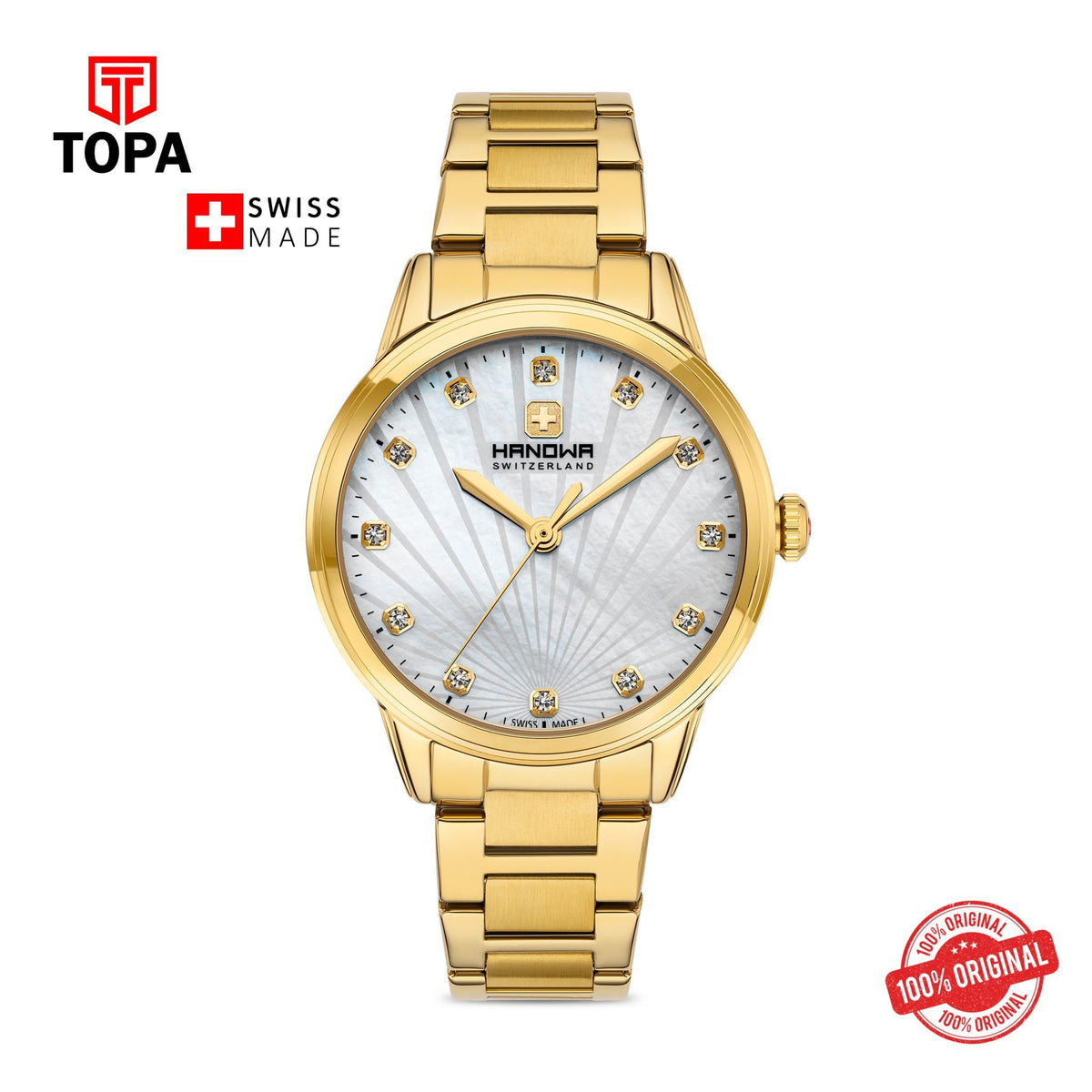 Hanowa HAWLG0002011 Quartz Analog Women's Watch with white mother of pearl dial