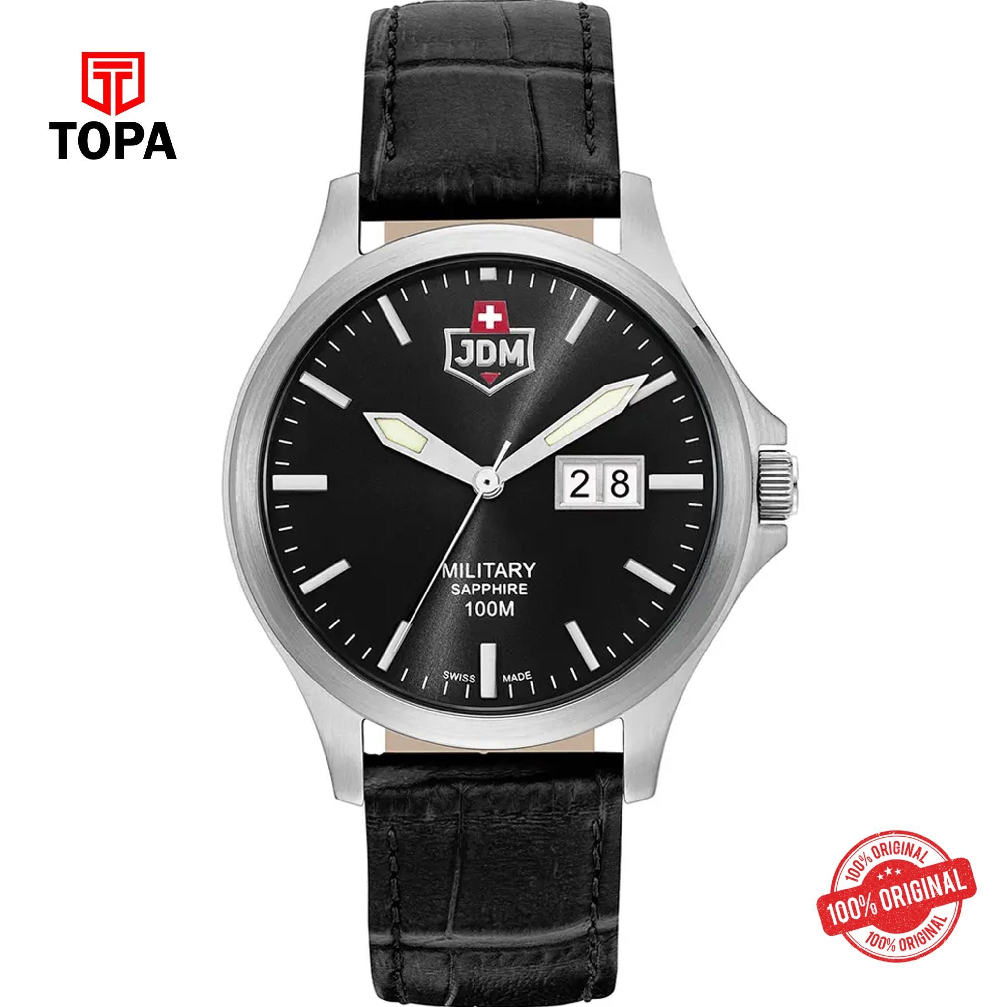 Topa JDM-Military-JDM-WG014-06-Alpha-Big-Date-Leather-Band-Men-Wa - Product Image 1