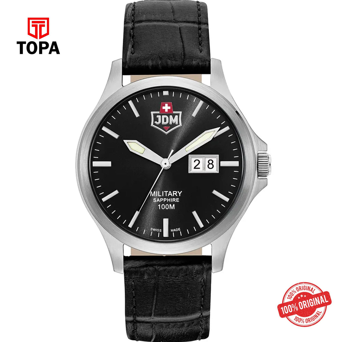 Topa JDM-Military-JDM-WG014-06-Alpha-Big-Date-Leather-Band-Men-Wa - Product Image 1