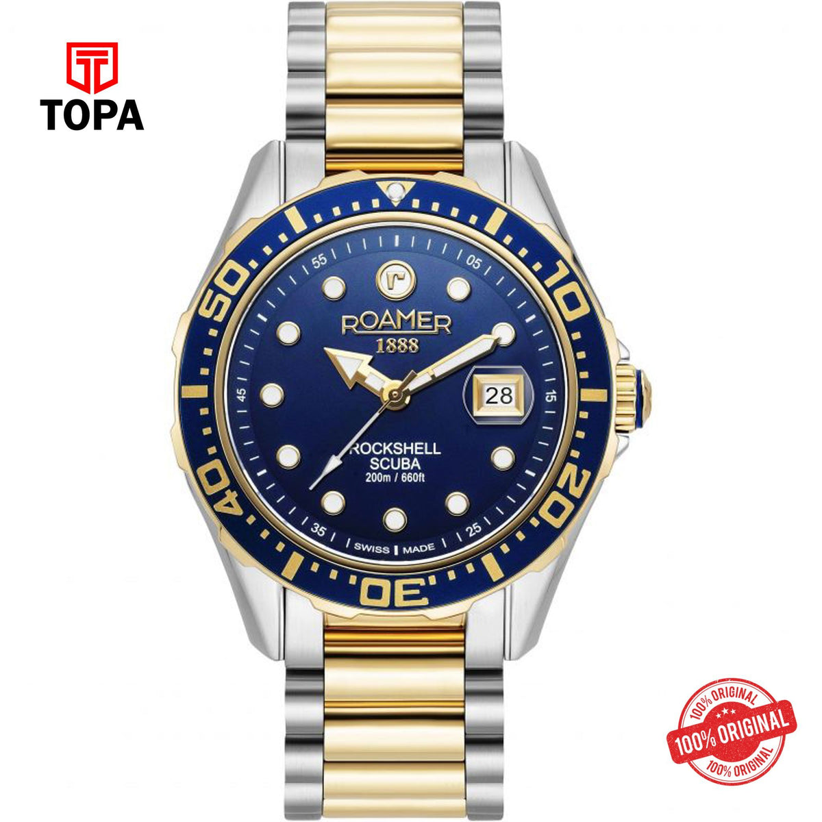 Topa Mens Roamer - 220858-47-45-50 - Rockshell Mark Bicolour Bracelet Watch - Product Image 1