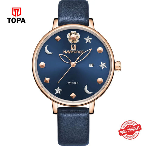 Topa NaviForce-NF5009L-RS-BLU-Leather-Band-Women-Watch - Product Image 1