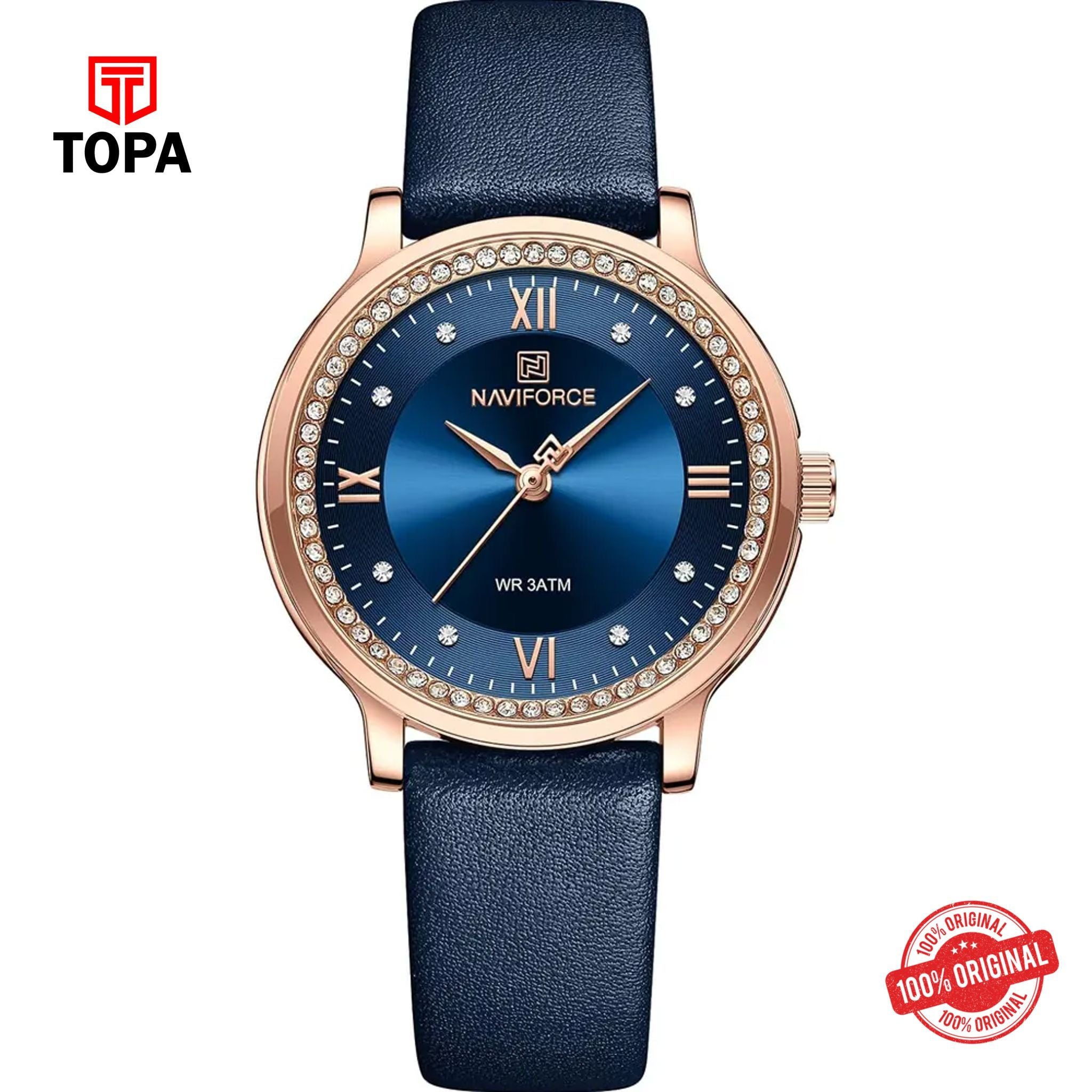 Topa NaviForce-NF5036L-RS-BLU-Leather-Band-Women-Watch - Product Image 1