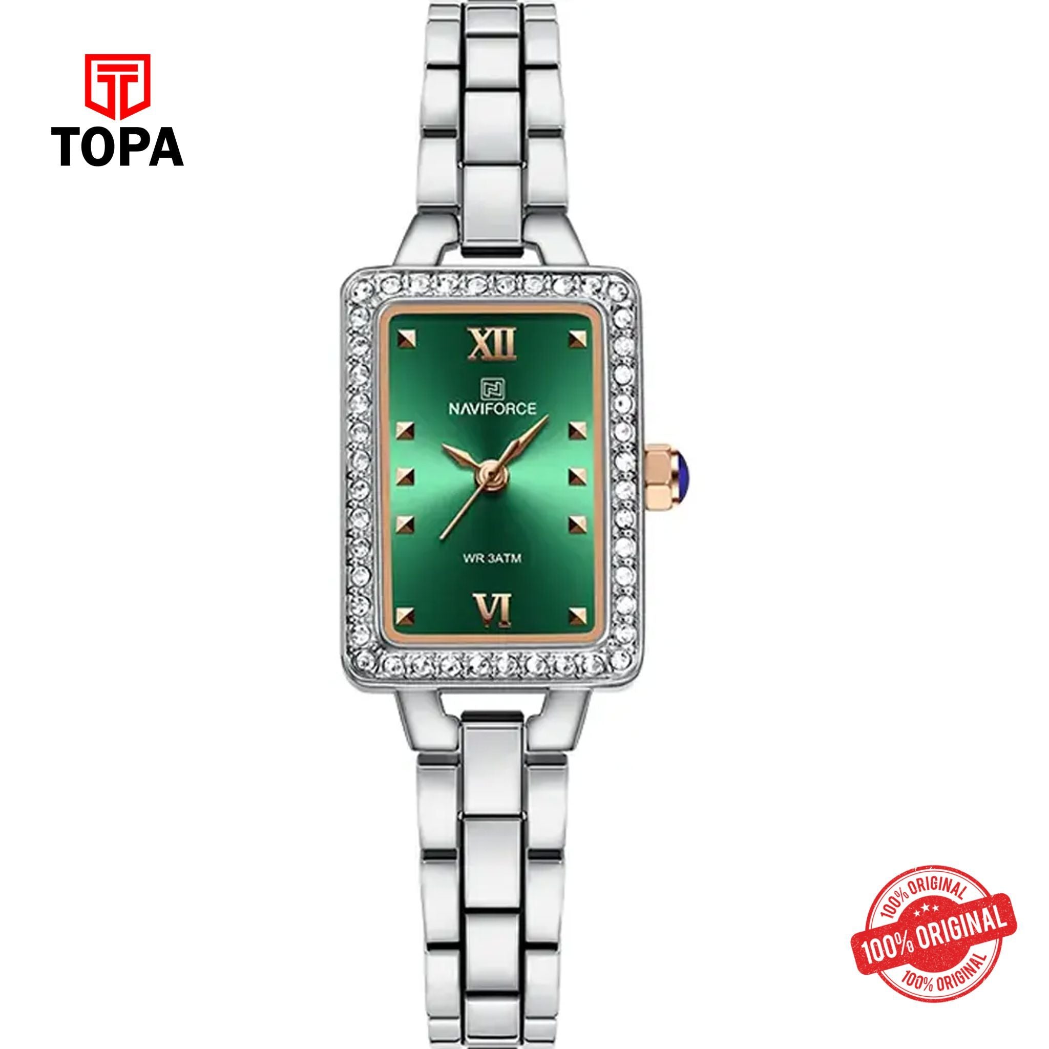 Topa NaviForce-NF5043-CH-GRN-Metal-Band-Women-Watch - Product Image 1