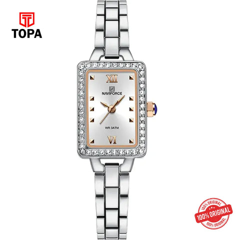 Topa NaviForce-NF5043-CHWHT-RSINTX-Metal-Band-Women-Watch - Product Image 1