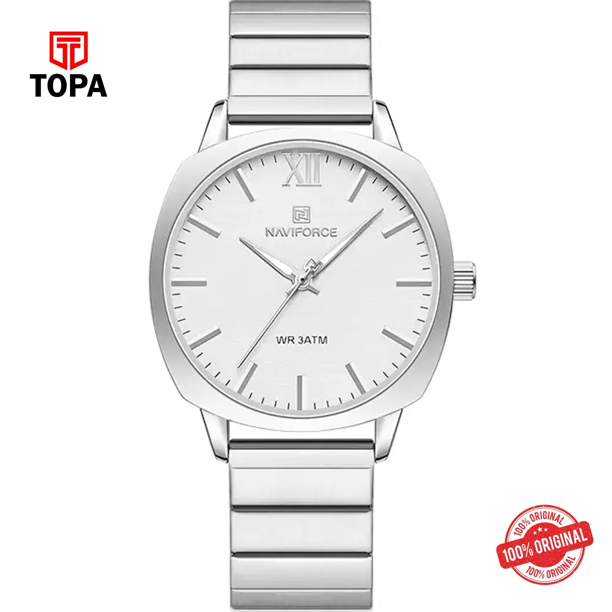 Topa NaviForce-NF5044G-CH-WHT-Metal-Band-Men-Watch - Product Image 1