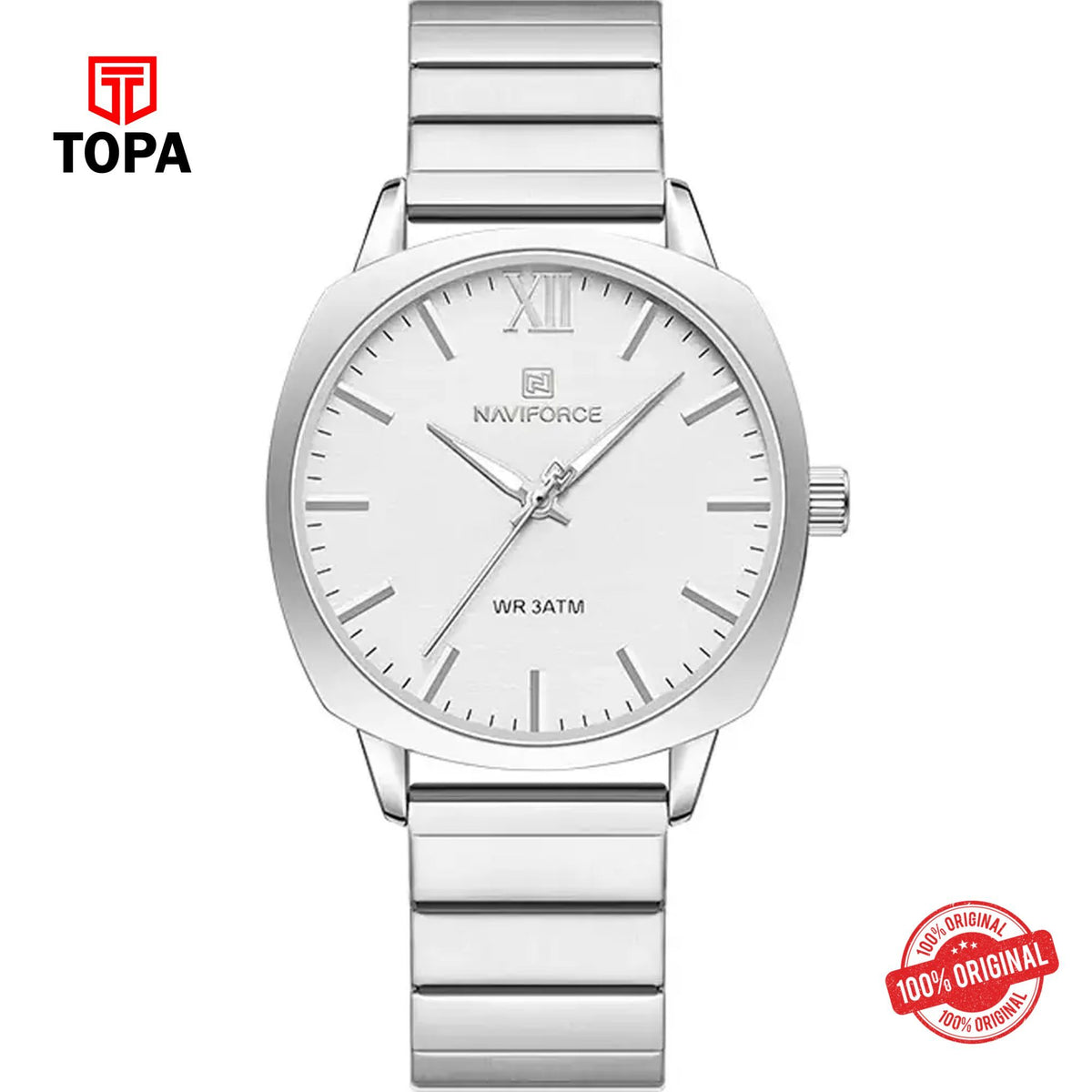 Topa NaviForce-NF5044G-CH-WHT-Metal-Band-Men-Watch - Product Image 1