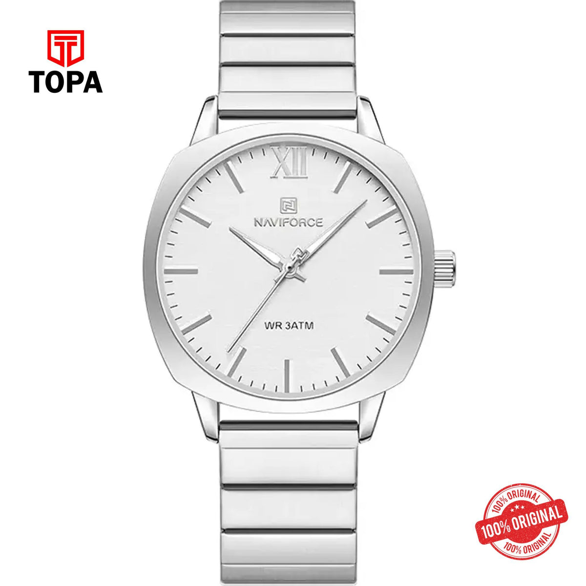 Topa NaviForce-NF5044G-CH-WHT-Metal-Band-Men-Watch - Product Image 1