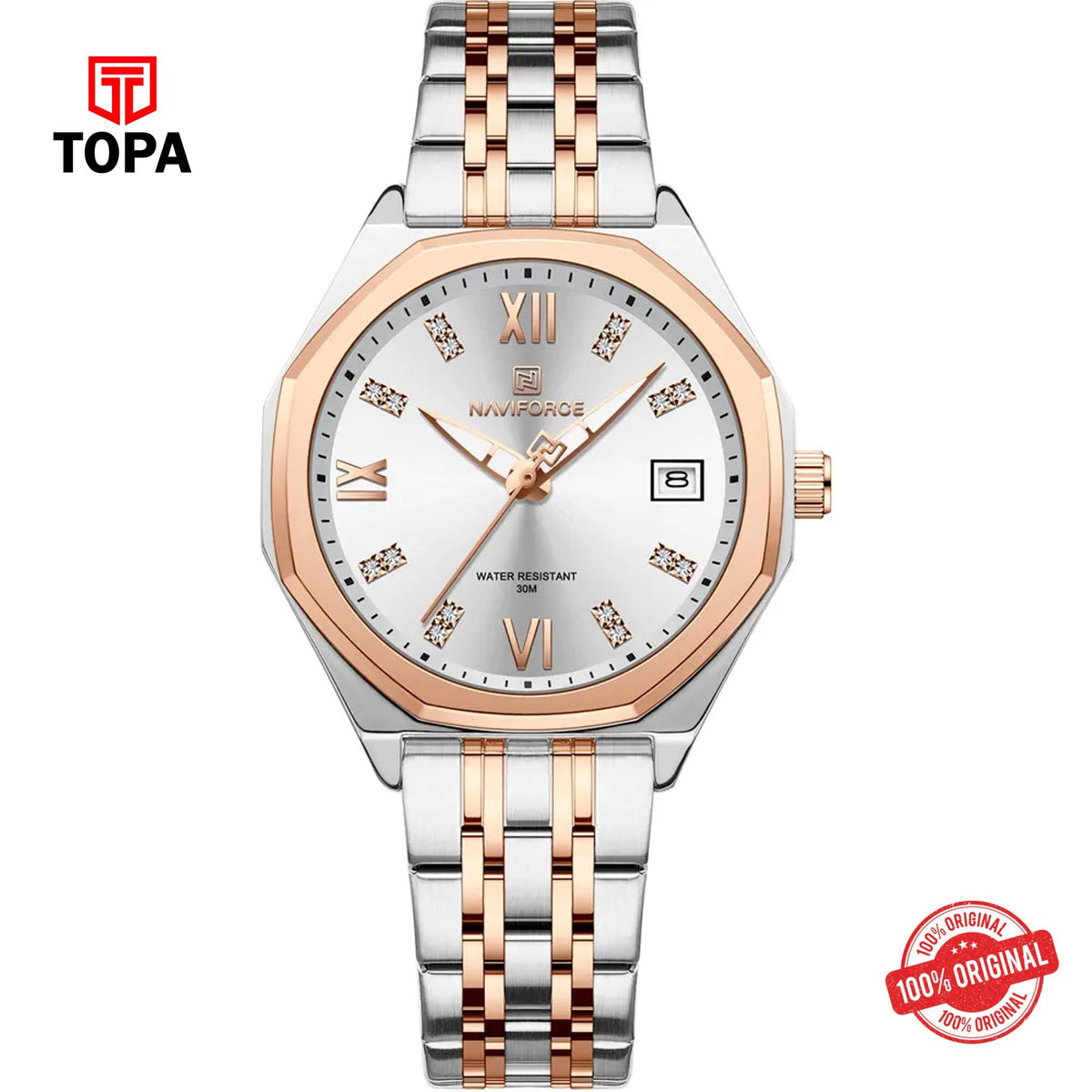 Topa NaviForce-NF5052L-TTRG-WHT-Women-Band-Men-Watch - Product Image 1