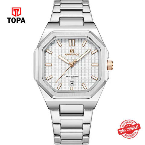 Topa NaviForce-NF5053G-CH-WHT-Metal-Band-Men-Watch - Product Image 1