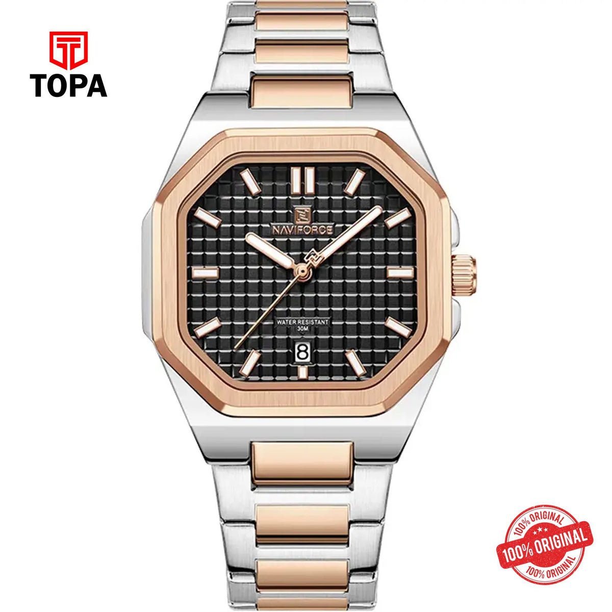 Topa NaviForce-NF5053G-TTRG-BLK-Metal-Band-Men-Watch - Product Image 1
