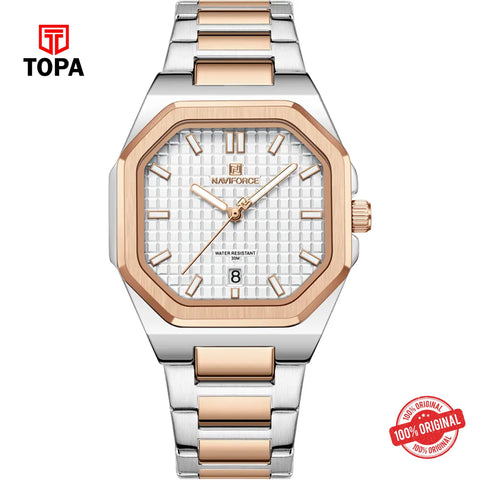 Topa NaviForce-NF5053G-TTRG-WHT-Metal-Band-Men-Watch - Product Image 1
