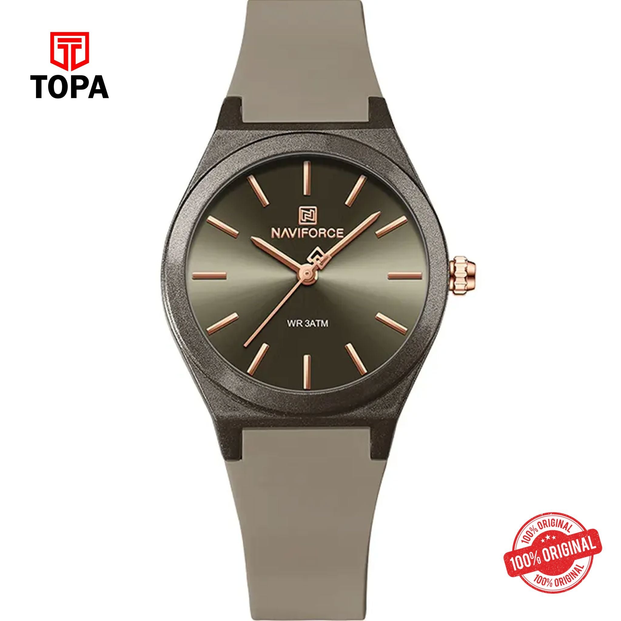 Topa NaviForce-NF5056G-LGT-BRN-Rubber-Band-Men-Watch - Product Image 1