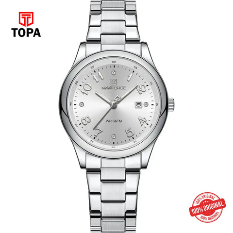 Topa NaviForce-NF5059L-CH-WHT-Metal-Band-Men-Watch - Product Image 1