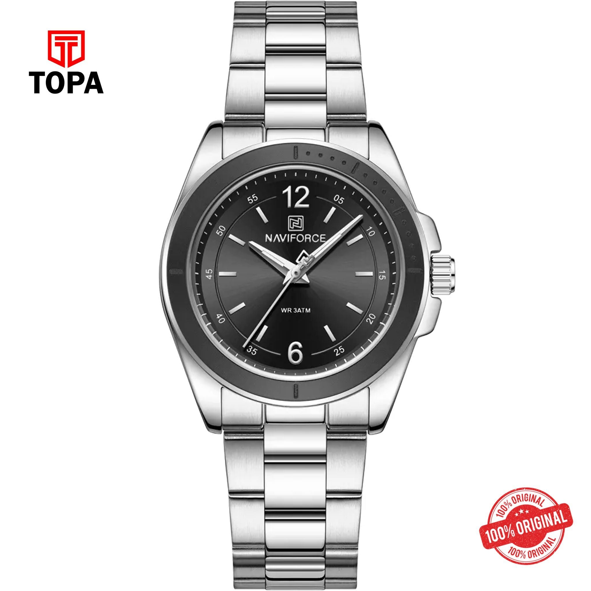 Topa NaviForce-NF5062L-CH-BLK-Metal-Band-Women-Watch - Product Image 1