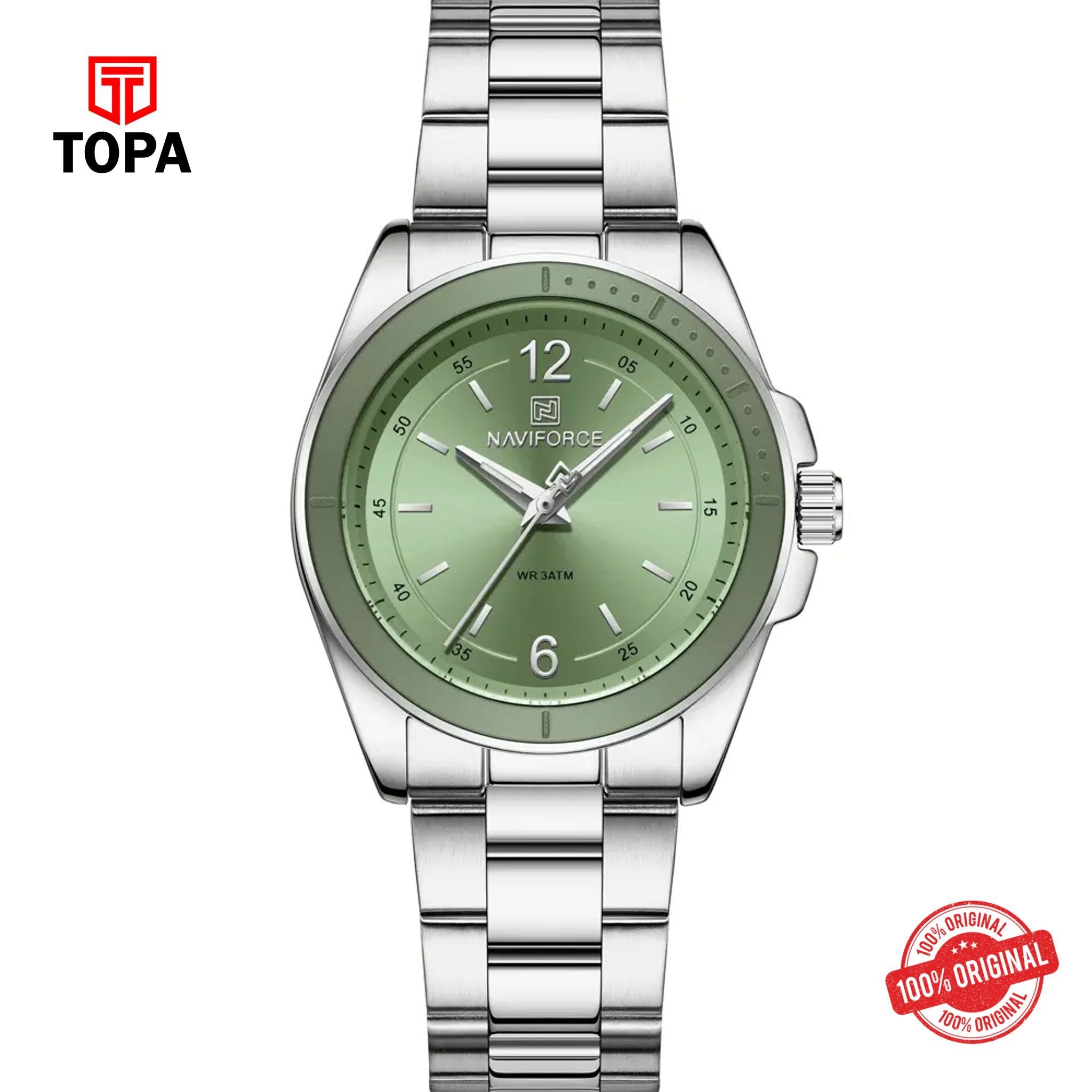 Topa NaviForce-NF5062L-CH-GRN-Metal-Band-Women-Watch - Product Image 1