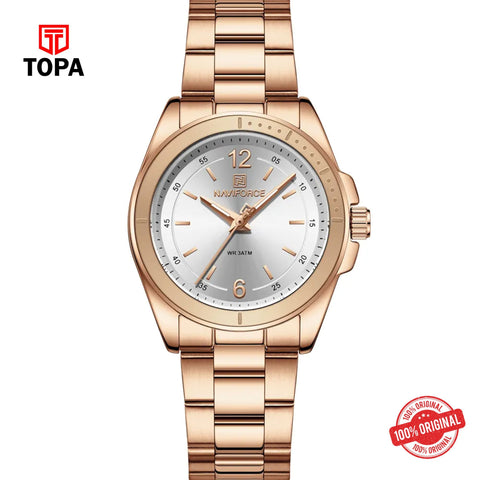 Topa NaviForce-NF5062L-RG-WHT-Metal-Band-Women-Watch - Product Image 1