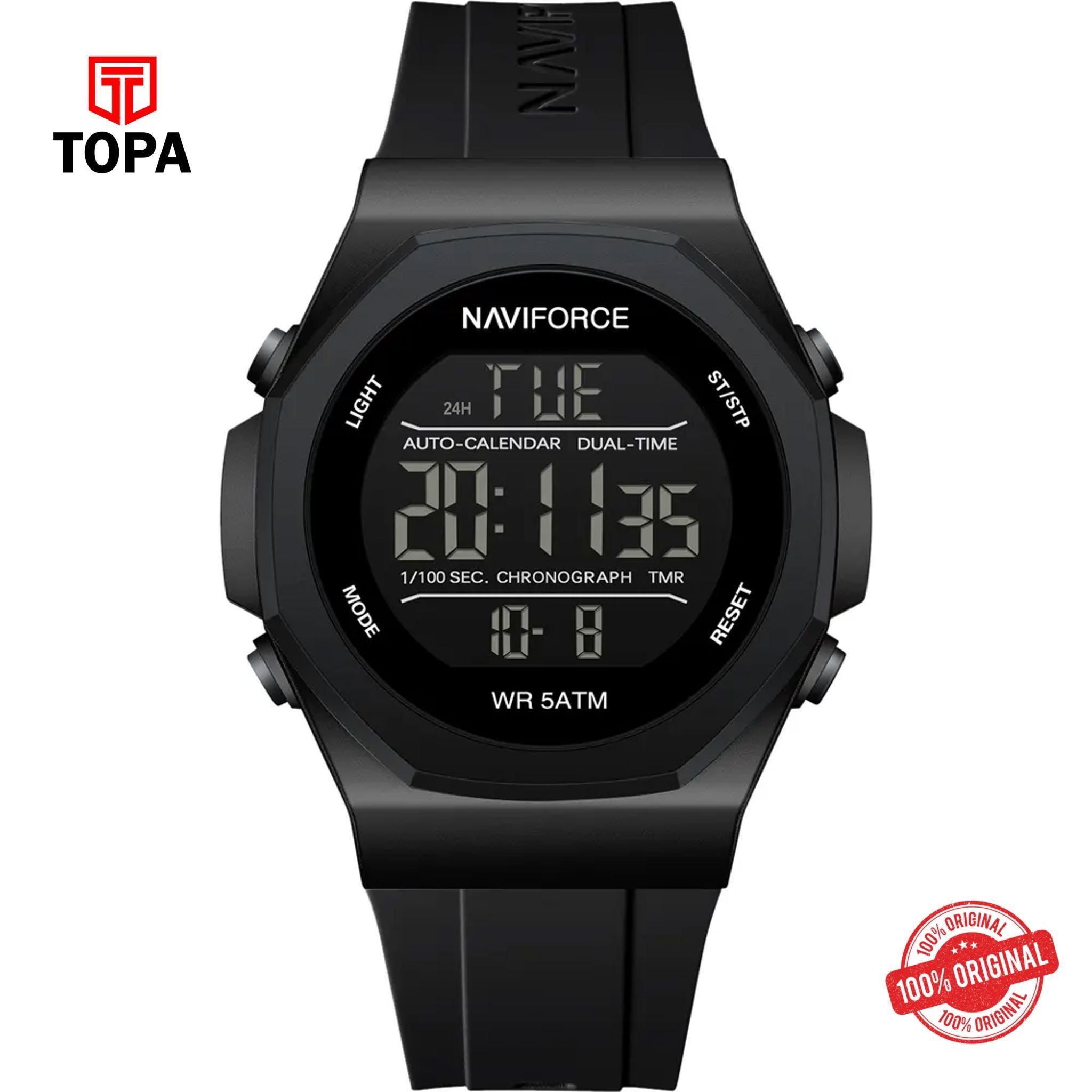 Topa NaviForce-NF7117G-BLK-DIGI-Rubber-Band-Men-Watch - Product Image 1