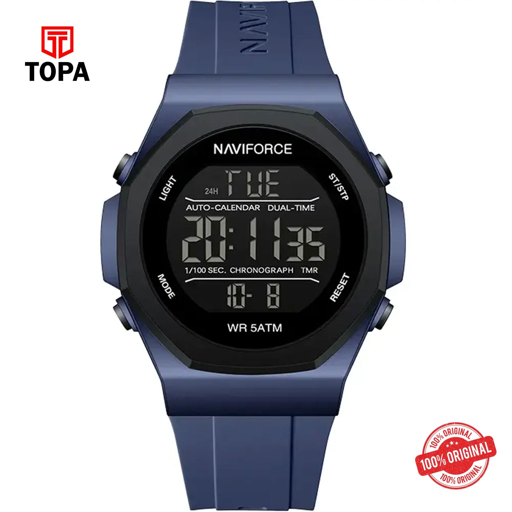 Topa NaviForce-NF7117G-BLU-DIGI-Rubber-Band-Men-Watch - Product Image 1