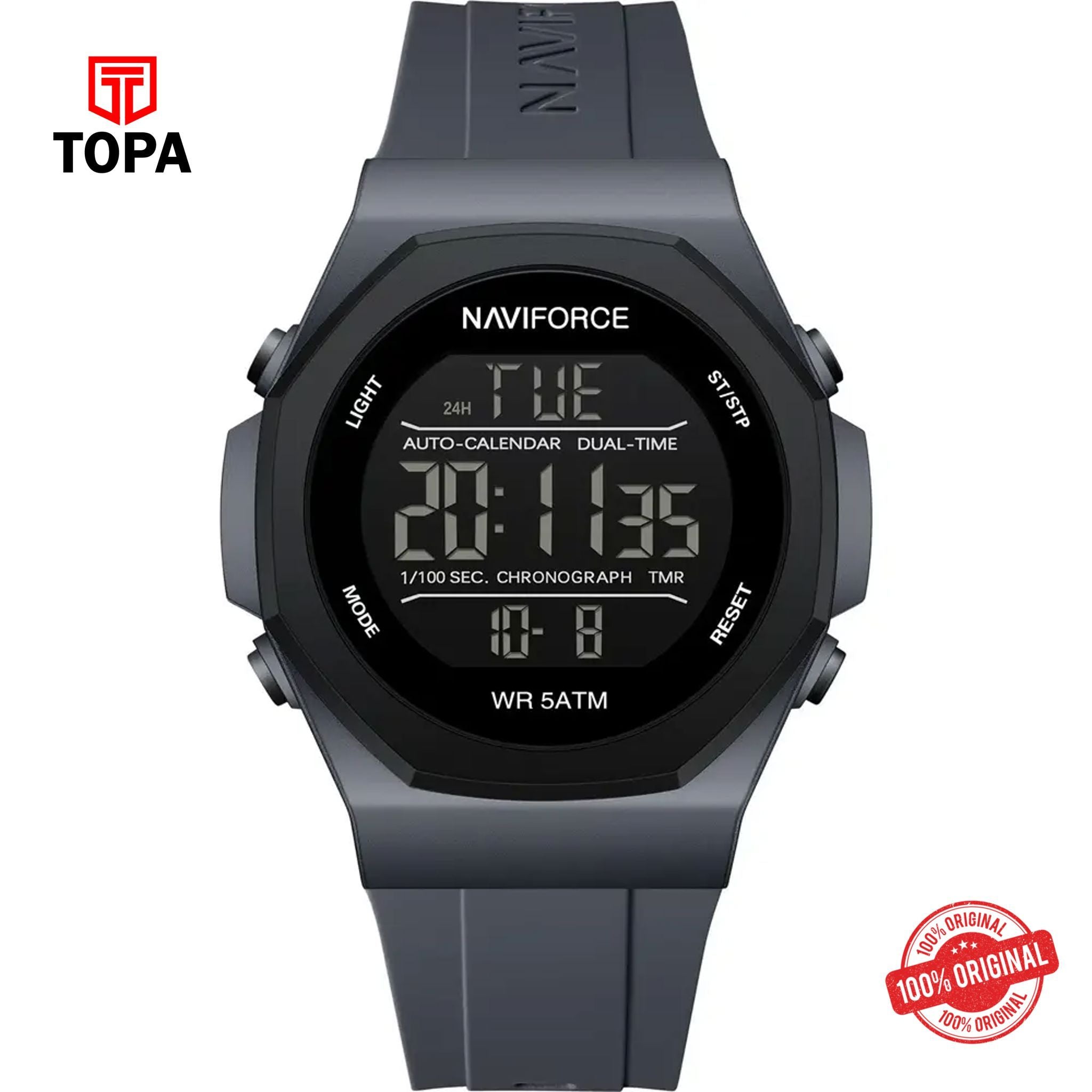 Topa NaviForce-NF7117G-GRY-DIGI-Rubber-Band-Men-Watch - Product Image 1