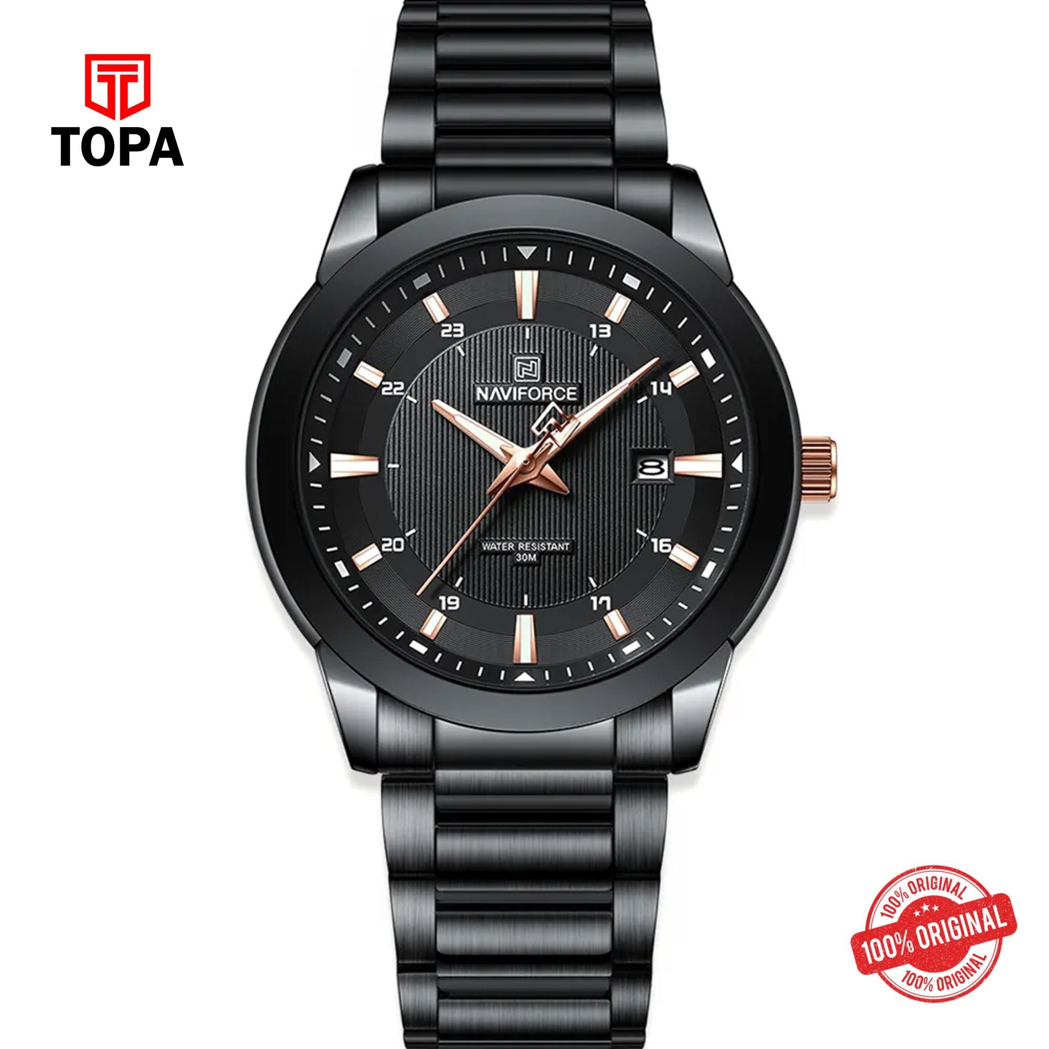 Topa NaviForce-NF8029-BLK-Metal-Band-Men-Watch - Product Image 1