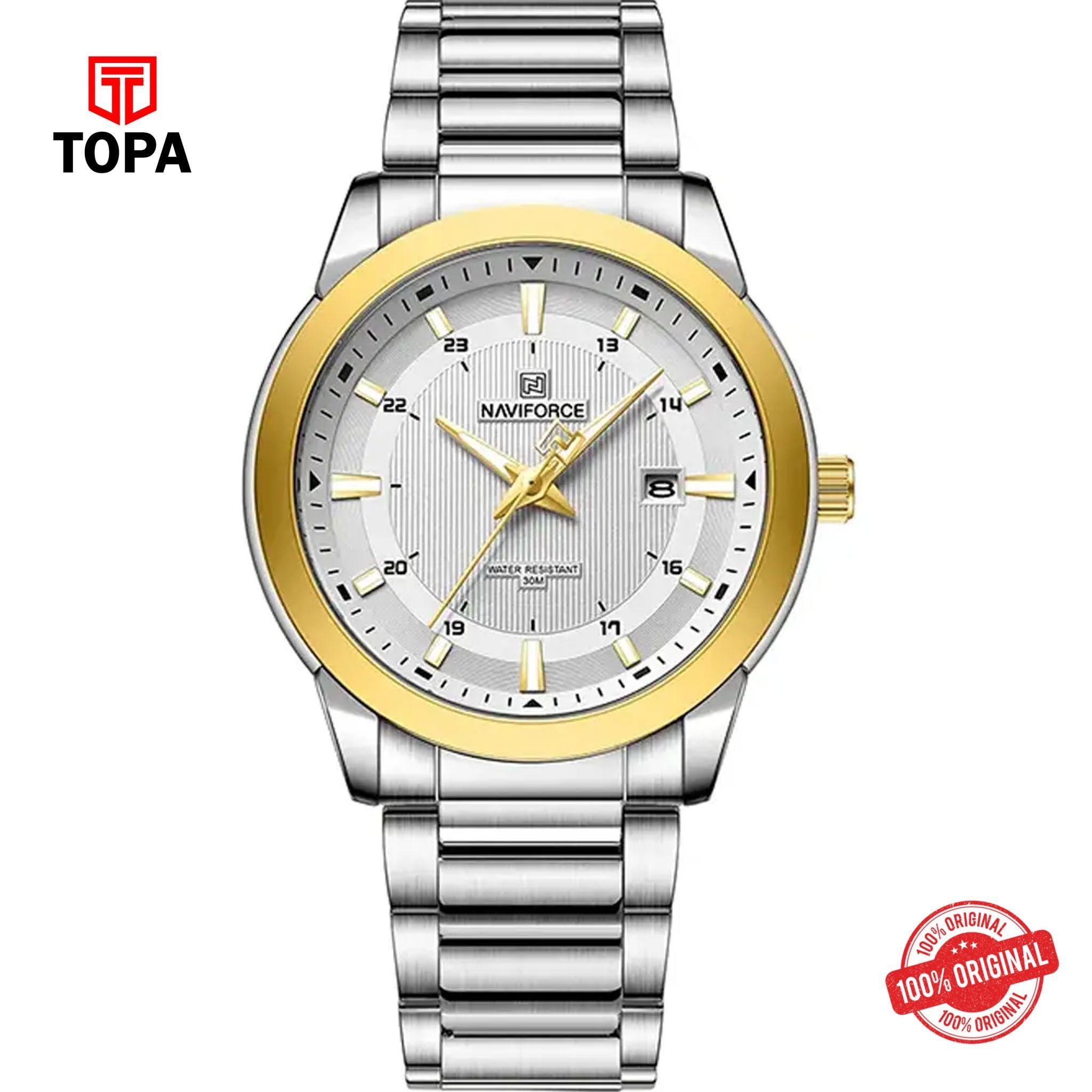 Topa NaviForce-NF8029G-TTGLD-WHT-Metal-Band-Men-Watch - Product Image 1