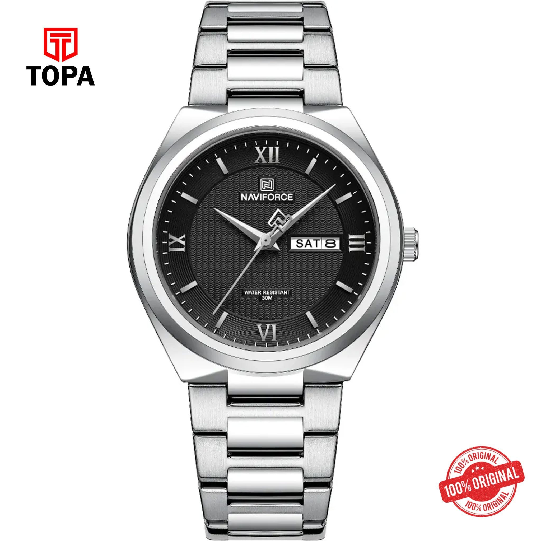 Topa NaviForce-NF8030G-CH-BLK-Metal-Band-Men-Watch - Product Image 1