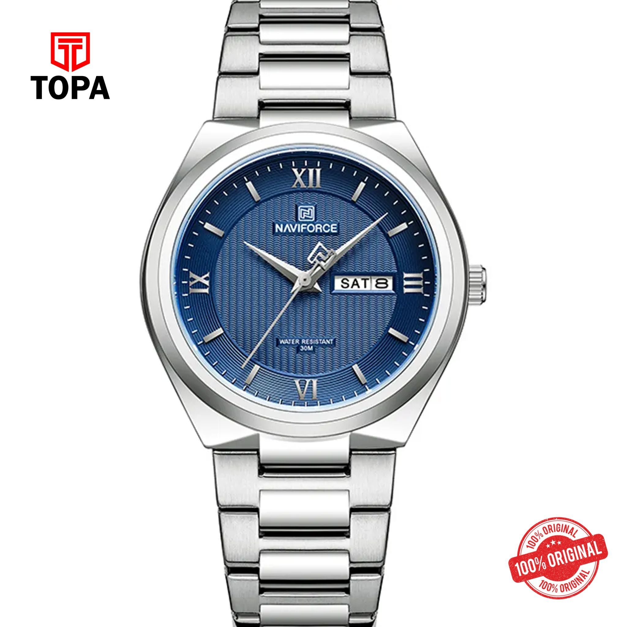 Topa NaviForce-NF8030G-CH-BLU-Metal-Band-Men-Watch - Product Image 1