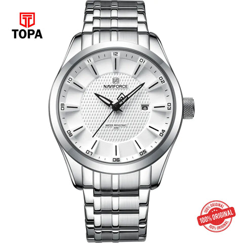 Topa NaviForce-NF8032G-CH-WHT-Metal-Band-Men-Watch - Product Image 1