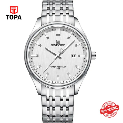 Topa NaviForce-NF8039-CH-WHT-Metal-Band-Men-Watch - Product Image 1
