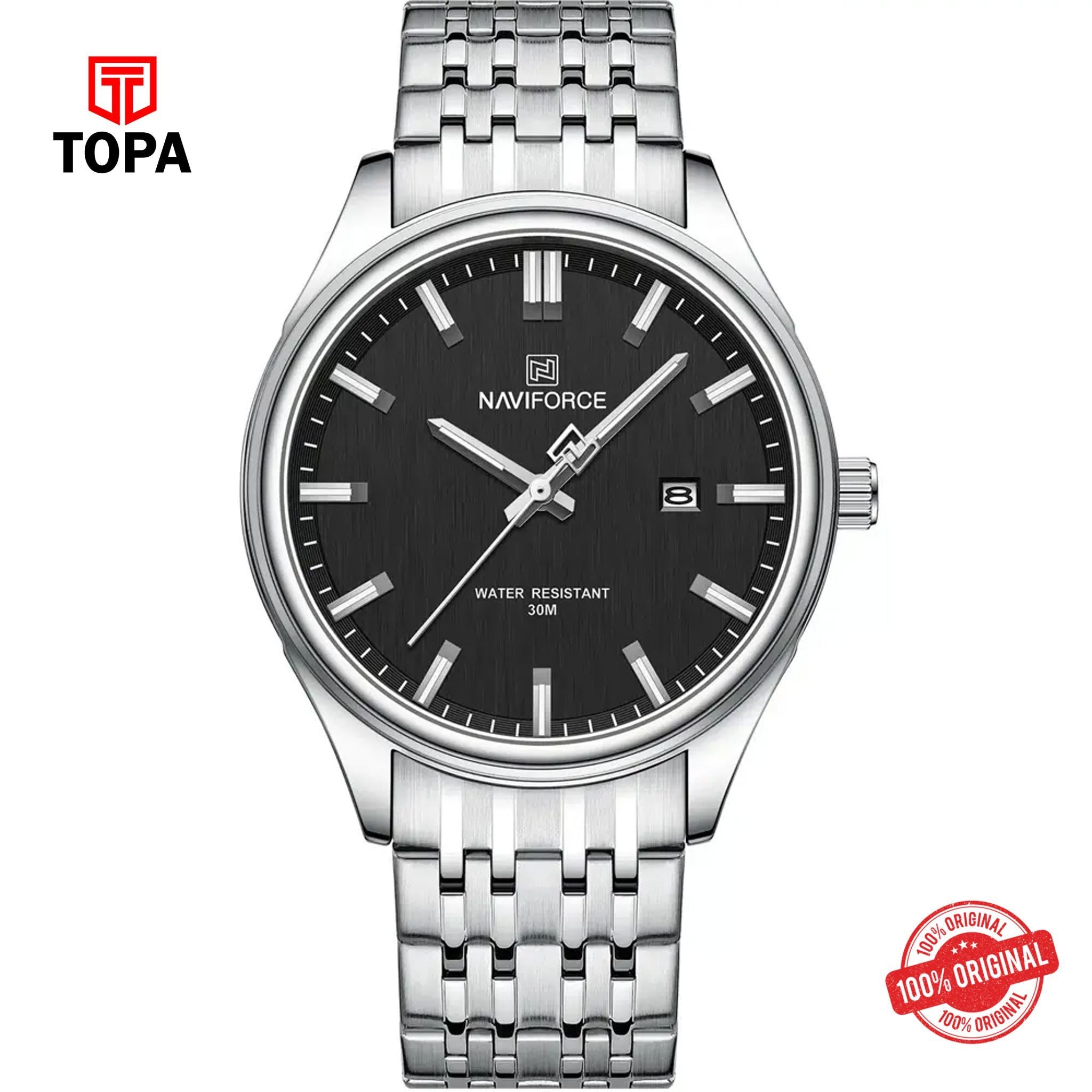 Topa NaviForce-NF8039G-CH-BLK-Metal-Band-Men-Watch - Product Image 1